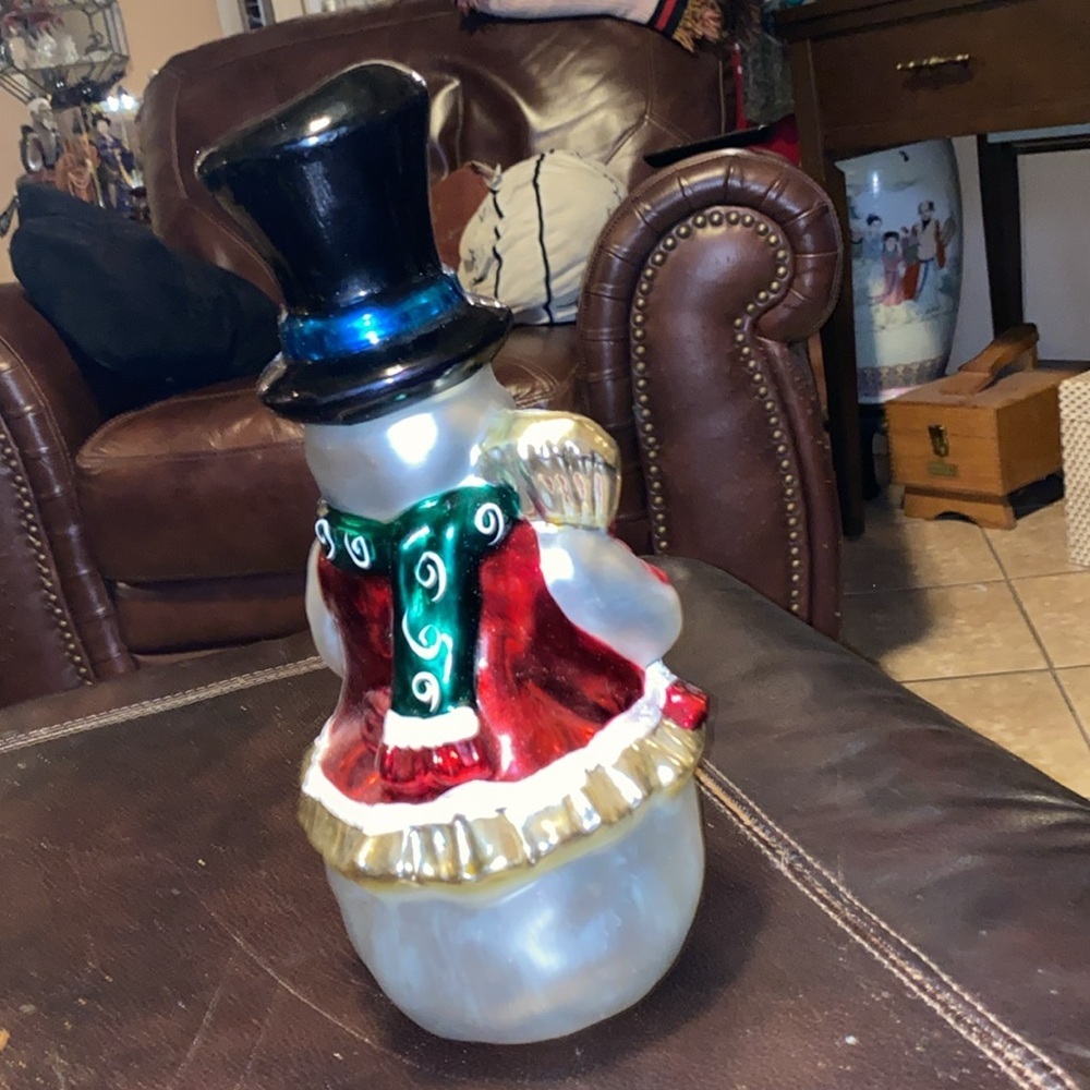 Rare Midwest Glass Snowman Centerpiece Mercury Glass Snowman Figurine - 12” tall - Picture 4 of 6